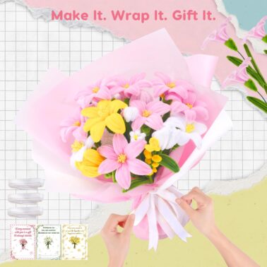 1800PCS Pipe Cleaners Craft, Pipe Cleaner Bulk Flower Kit, 6 Colors Chenille Stems Flower