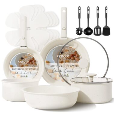 17pcs Pots and Pans Set, Nonstick Cookware Set Detachable Handle, Induction Kitchen Cookware